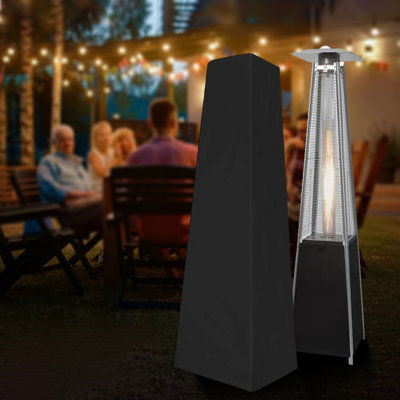Housse de protection carrée pour chauffe-terrasse avec cordon de serrage, housse de chauffe-terrasse, Oxford haute densité 210D avec polyuréthane argenté imperméable, résistante aux rayons UV