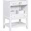 Meuble-lavabo moderne 24 po, lavabo en céramique, tiroir et tablette ouverte en bois massif blanc avec tiroir