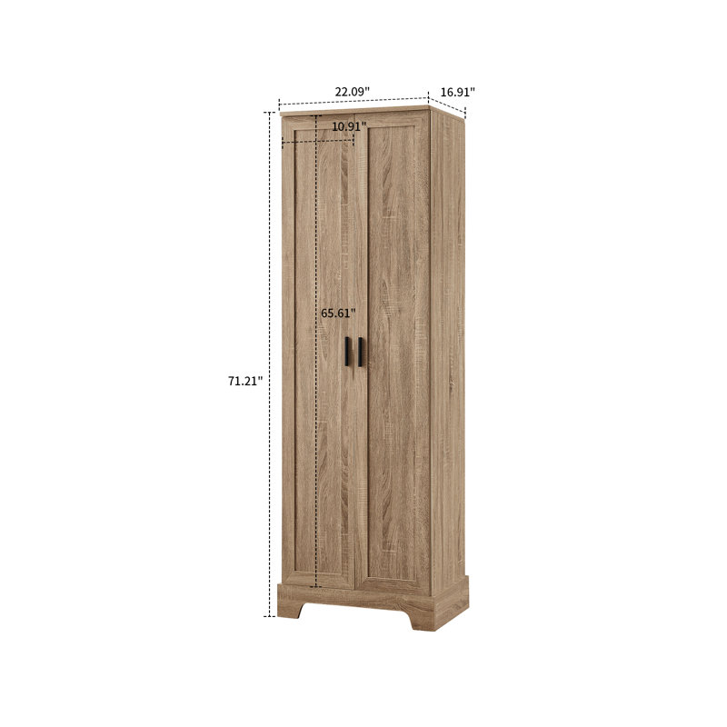 Tall Freestanding Storage Bathroom with high quality MDF board, Adjustable and Fixed Shelves, Brown