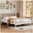 Queen Size Wood Platform Bed with Gourd Shaped Headboard,Retro Style Platform Bed with Wooden Slat Support-505280987