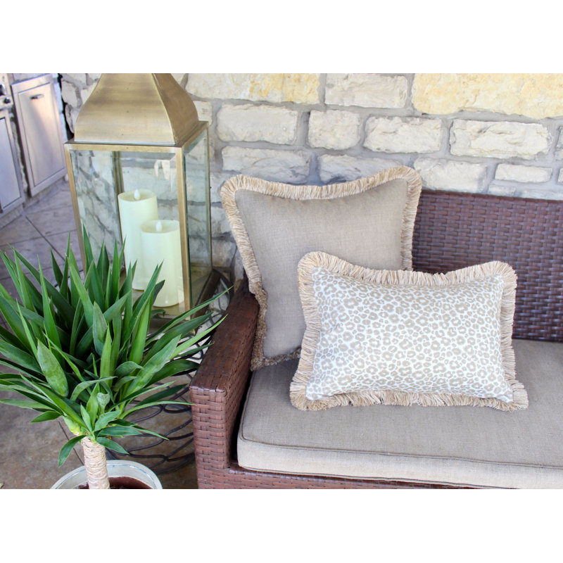 Sallie Duncan Designs Square Indoor/Outdoor Pillow Cover & Insert, Tan/White, Rectangular