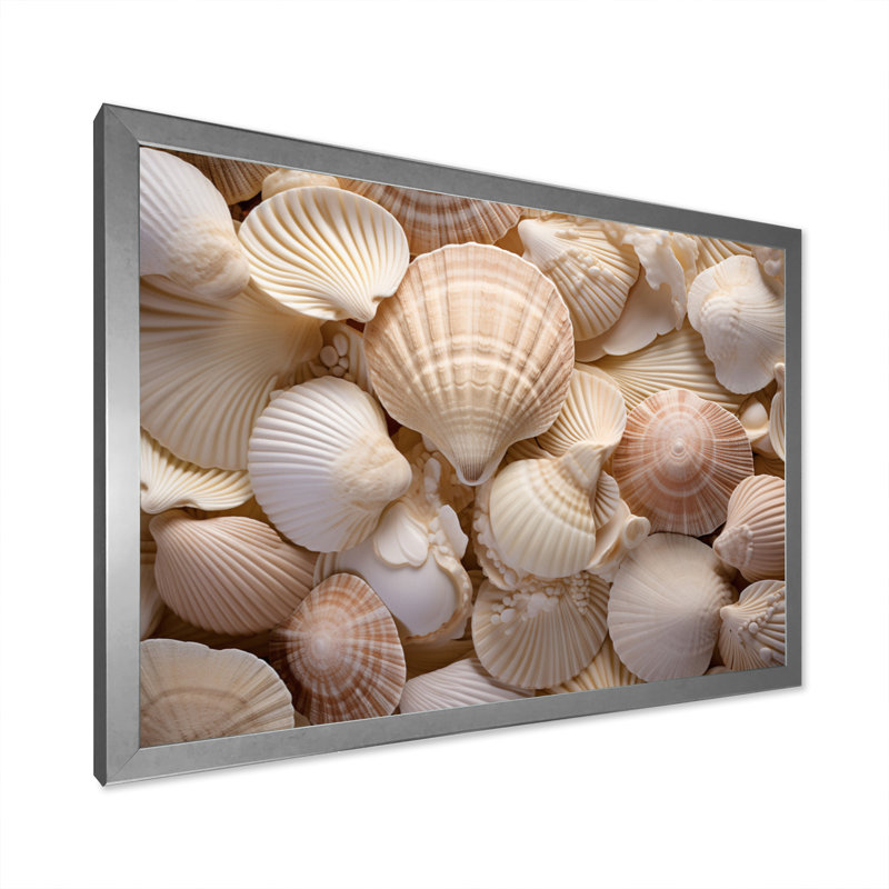 Beige palourde, coquillage, symphonie I - impression, Cadre photo argenté, H 16 po x l 32 po x P 1 po