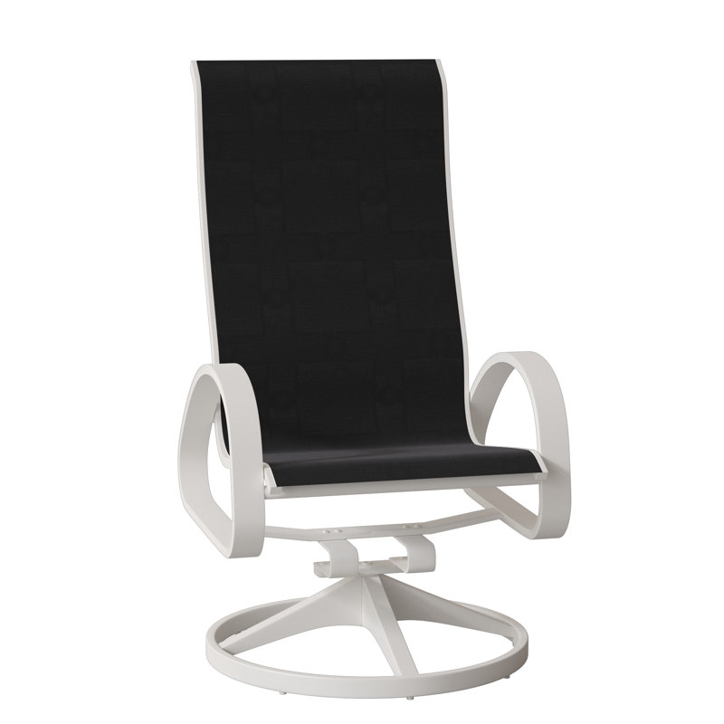 Fauteuil de patio pivotant Hiraku, Noir 5D Sunbrella®, Neige texturée