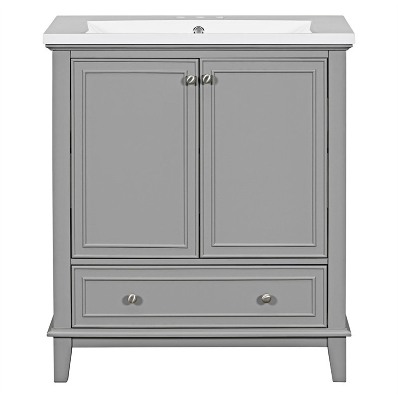 Meuble-lavabo multifonctionnel avec lavabo, Gris