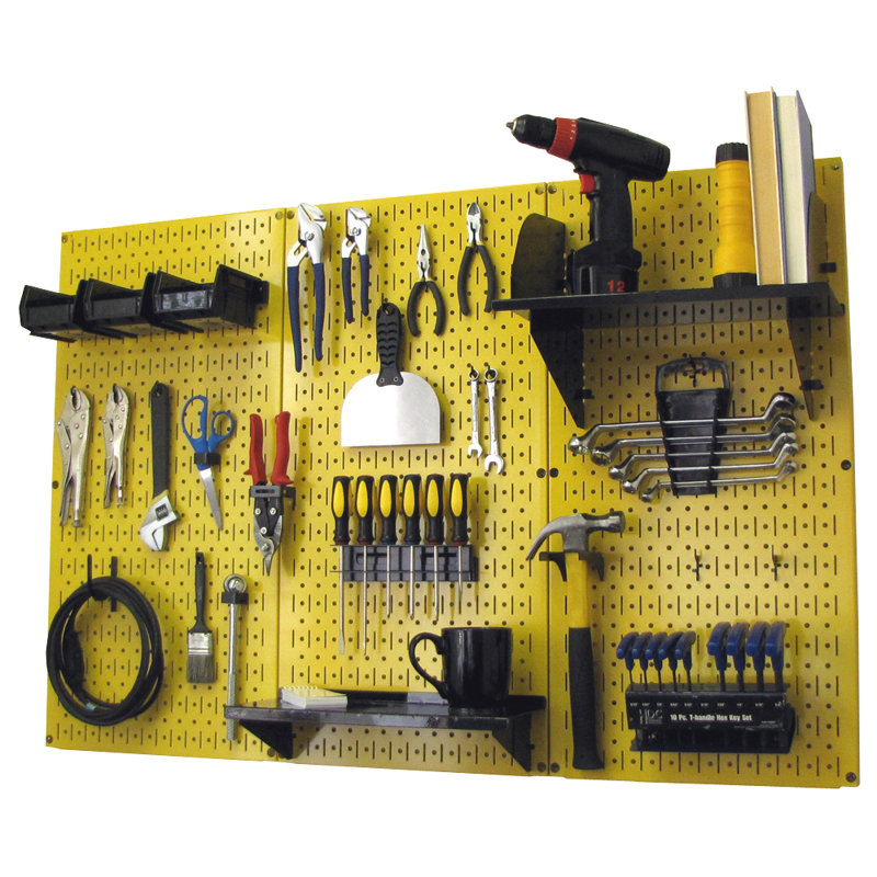 Pegboard Standard Tool Storage 32" H x 48" W Kit, Yellow and Black