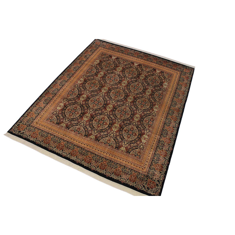 Tapis oriental brun en laine noué à la main 8 pi x 10 pi Partington