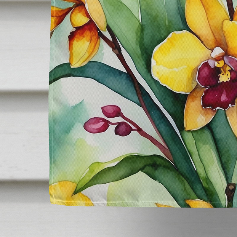 Drapeau de maison de fleurs Liatris, Orchidées Oncidium