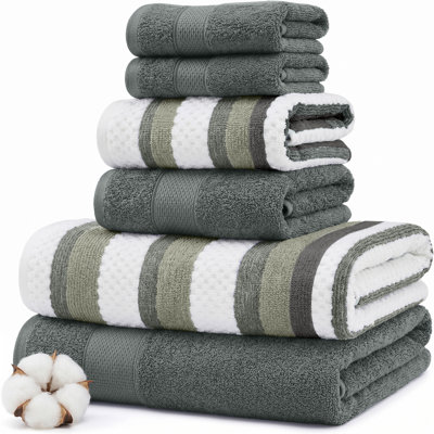 Modern Threads Pax 6-Piece Reversible Yarn Dyed Jacquard Towel Set - Bath Towels, Hand Towels, & Washcloths - Super Absorbent & Quick Dry