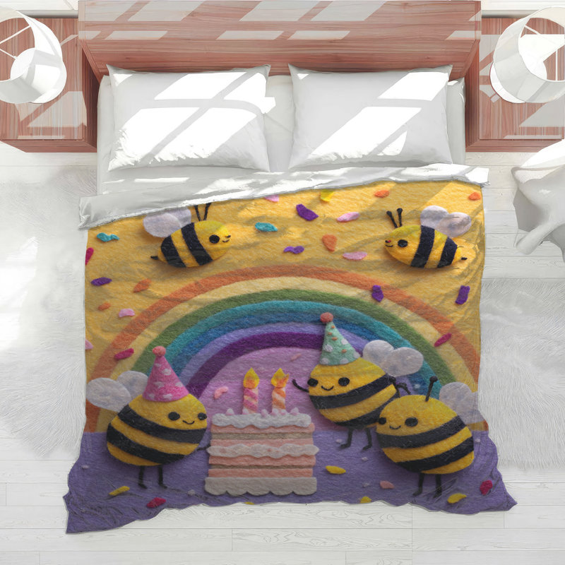 Édredon gâteau d'anniversaire Felt Bees, Lit simple