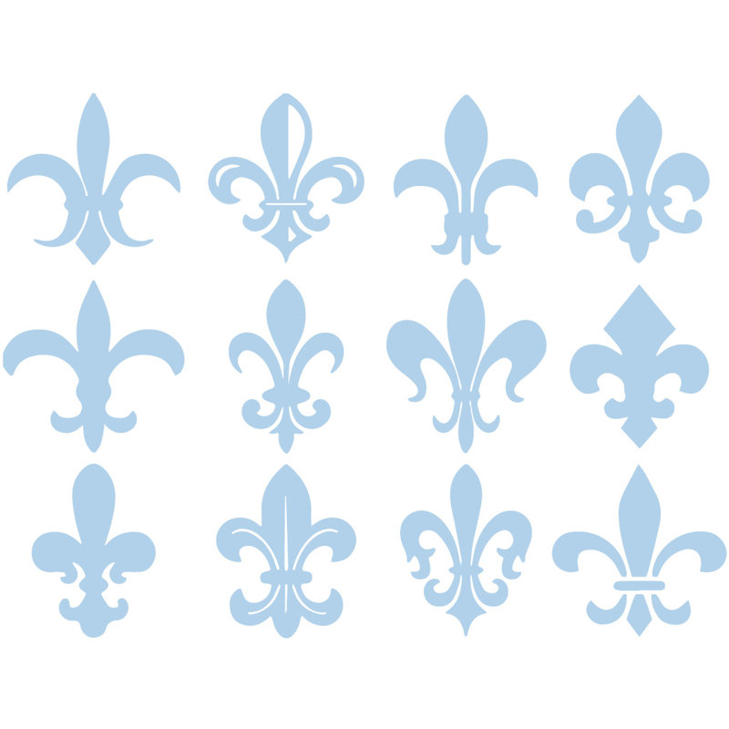 Décalcomanie murale motif fleur du lis, H 24 po x l 32 po x P 0,01 po, Bleu poudré