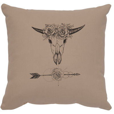 Coussin Wooded River Image - Bull et fleurs - albâtre de coton
