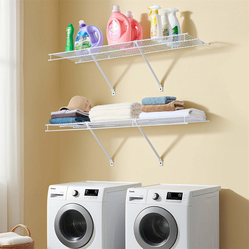 Ensemble de tablettes robustes en fil d'acier au carbone, 4 pi, ensemble de 2, tablettes flottantes murales pour rangement organisé
