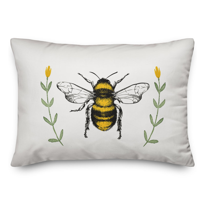  Housse de coussin rectangulaire et insert Bee Watercolor Flowers