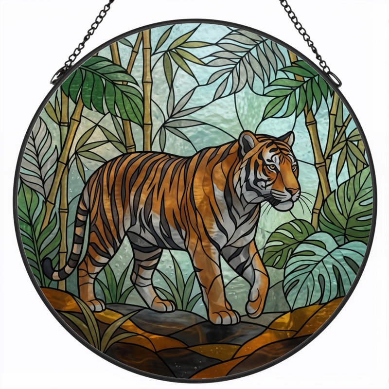 Vitrail Tiger Jungle, H 12 po