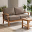 Canapé de patio extérieur en teck de 56,94 po de large Galvan avec coussins-528220671