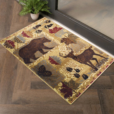 Tapis de sol rustique 60 x 90 cm, en polypropylène beige, résistant aux taches - Aspect et résistance aux taches, pour un confort optimal à la maison