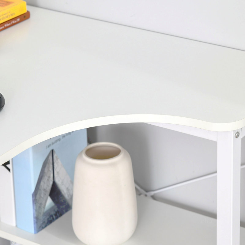 Bureau d'ordinateur industriel en forme de L avec 2 tablettes latérales et structure en acier, bureau d'angle, poste de travail pour bureau à domicile