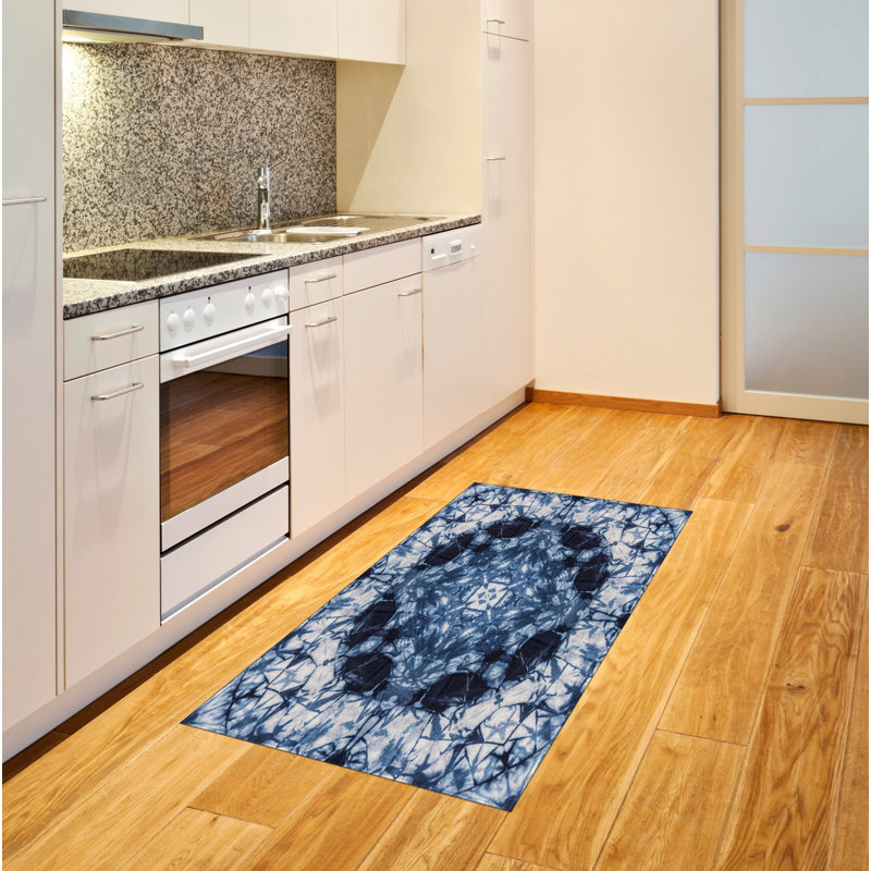 Indigo Paisley High Density Long Fiber Poly Threads Decorative Area Rug Carpet, Rectangle 2'7" x 5'