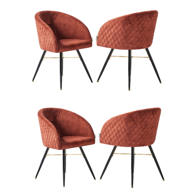 Goddard Mordern Tub Dining Chairs- Upholstered in Velvet, Cushion Padded With Metal Legs- Armchair Room Kitchen Living Room 