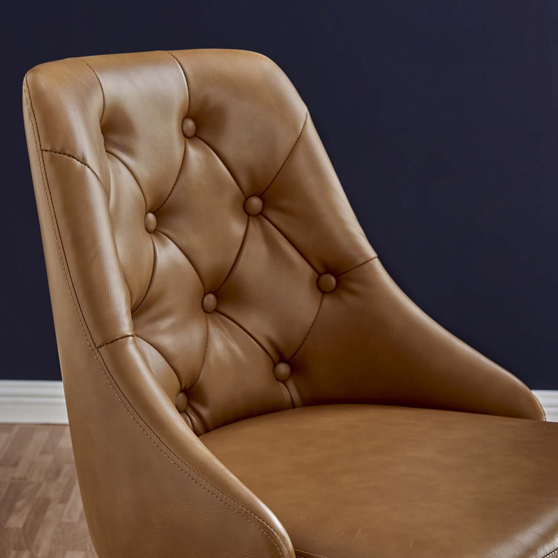 Chaise de bureau en cuir Vegan, Brun clair