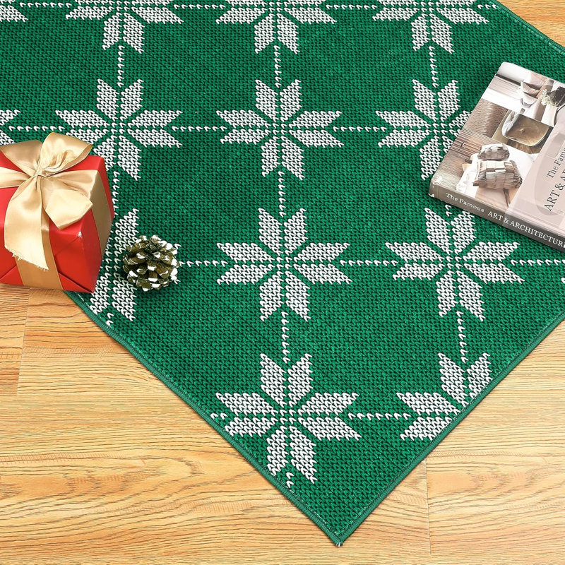 Christmas Eve Foldable Carpet - 2x3ft Thin Low Pile Accent Rug, Rectangle 9'1" x 12'1"