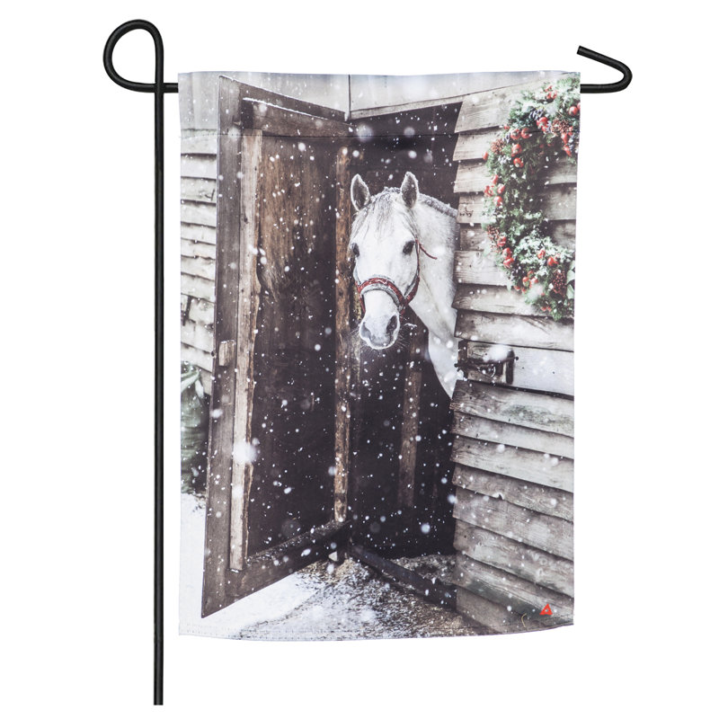 Dessus de grange à 2 côtés 18 x 13 po snowy drapeau de jardin