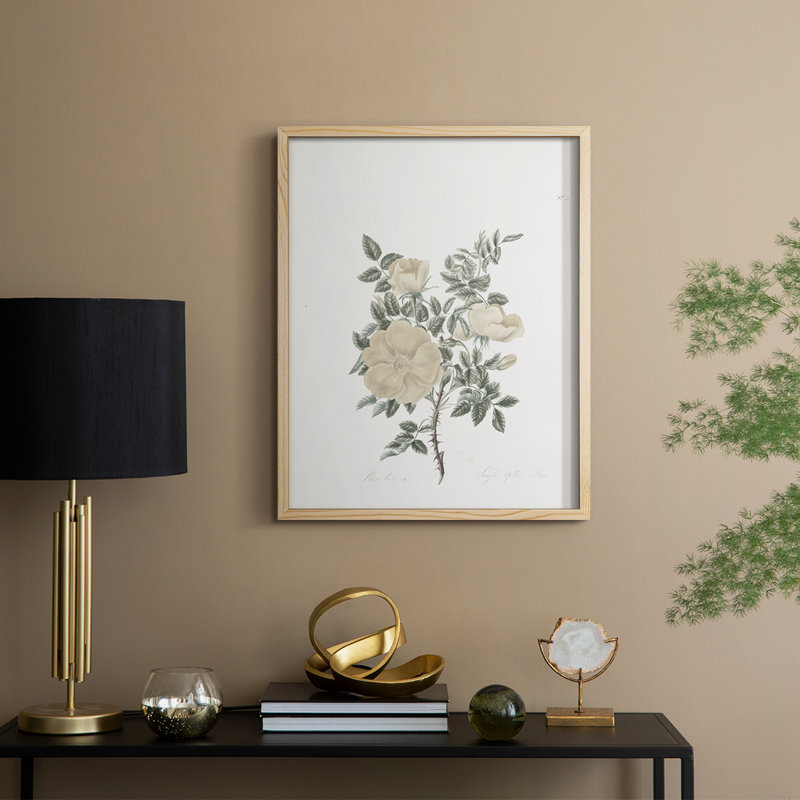 Impression florale vintage encadrée CXLIV - bois massif, Natural, H 21 po x l 17 po