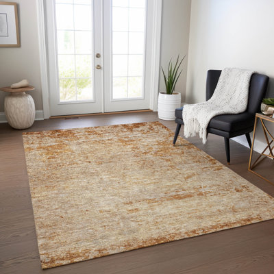 Tapis d'intérieur / extérieur orange lavable Sylvaine 