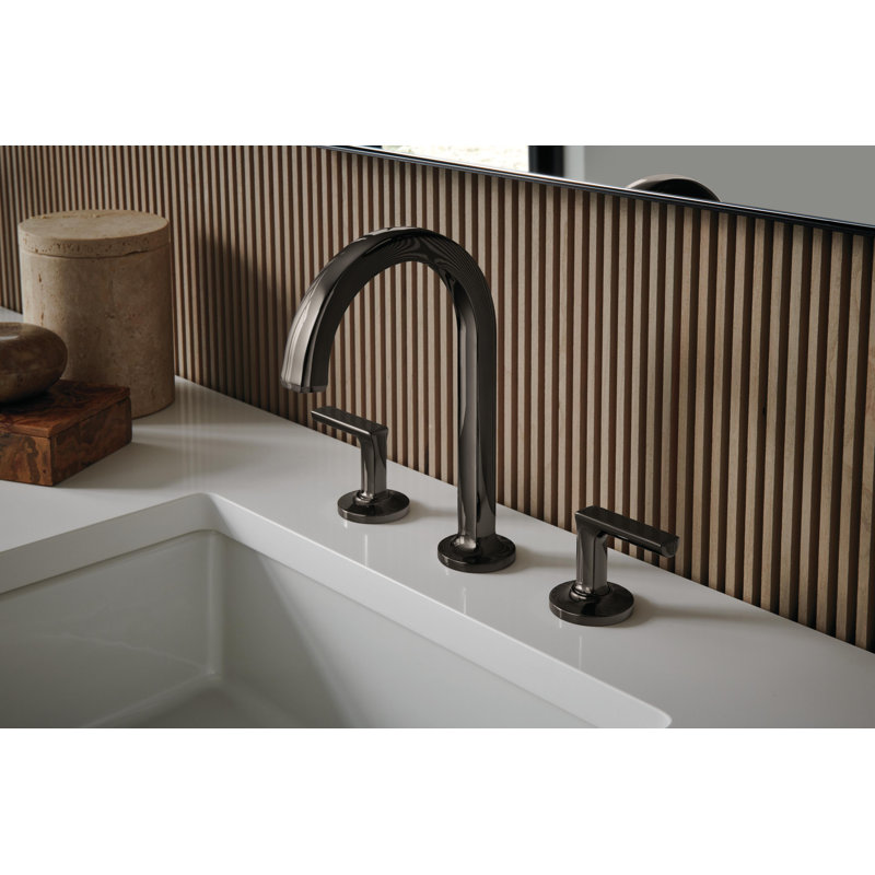 Kintsu® Widespread Lavatory Faucet with Arc Spout, Brilliance Black Onyx, 1.5 GPM, Lever Handle