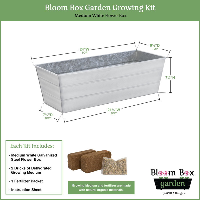 Metal Planter Box, Cape Cod White