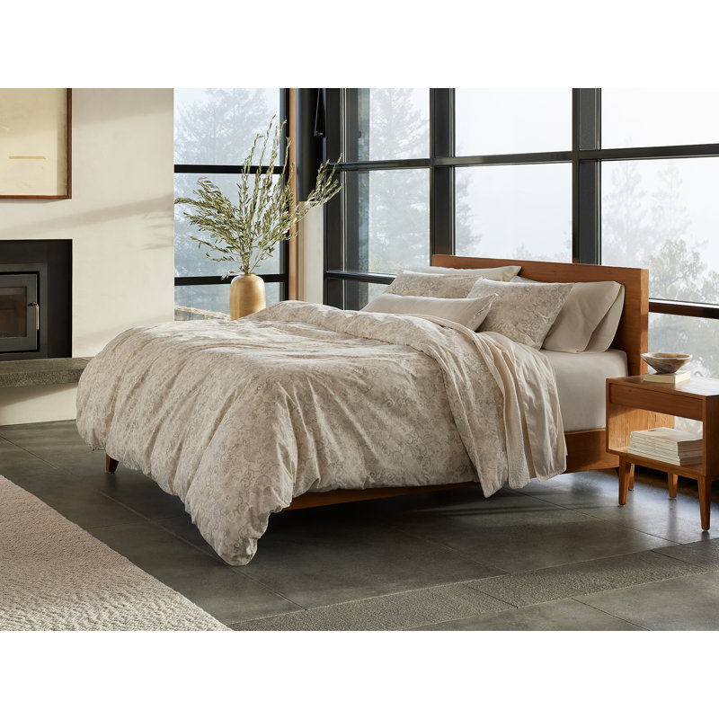 Solana Organic Print Duvet Cover with Botanical, King/Cal King Duvet Cover, Undyed w/Grays Botanical