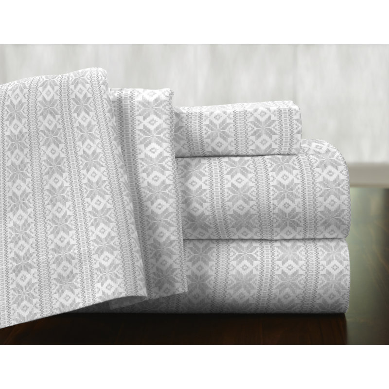 Fair Isle Flannel Geometric Sheet Set, Twin XL Sheet Set + 1 Fitted Sheet + 1 Pillowcase