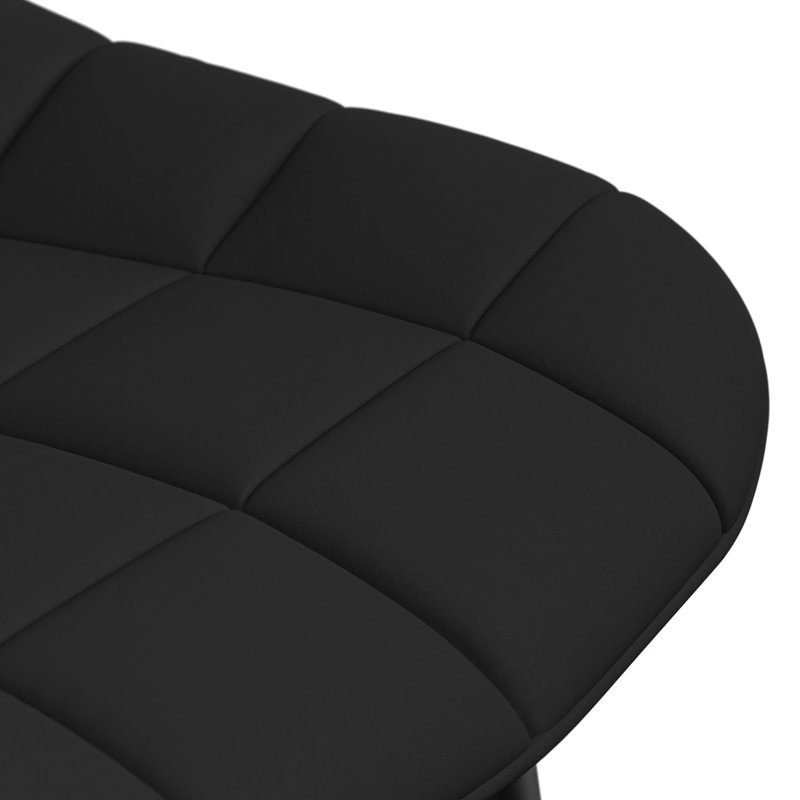 Bierman 45cm H Velvet or Faux Leather Upholstered Dining Chair, Black Metal Legs, Set Of 6, Black