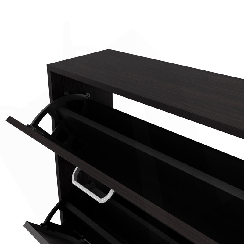 Shoe Rack With 3 Flip-Down Compartments, Wenge