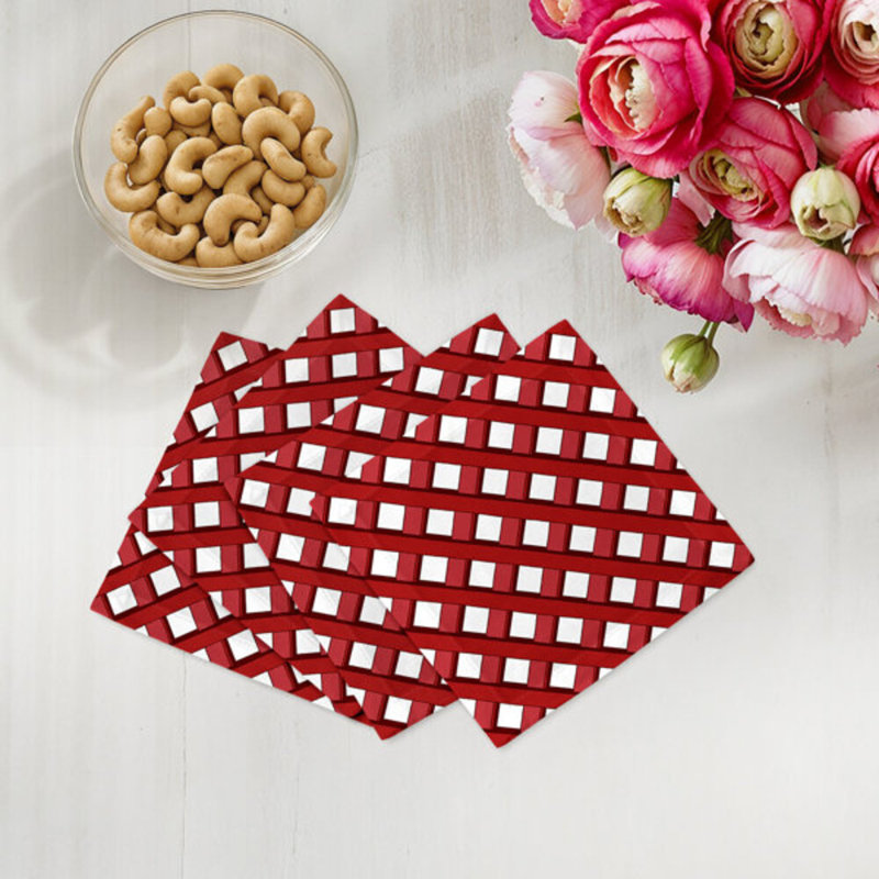 Cotton Blend Square Napkins, Red