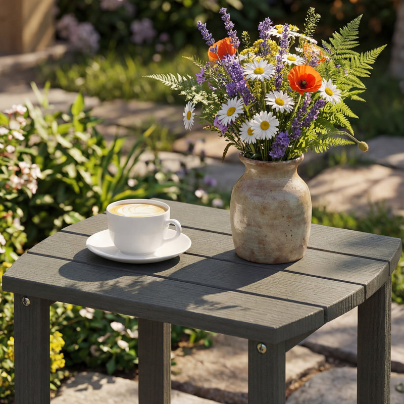 Table d'appoint d'extérieur, table de bout de patio Adirondack, gris