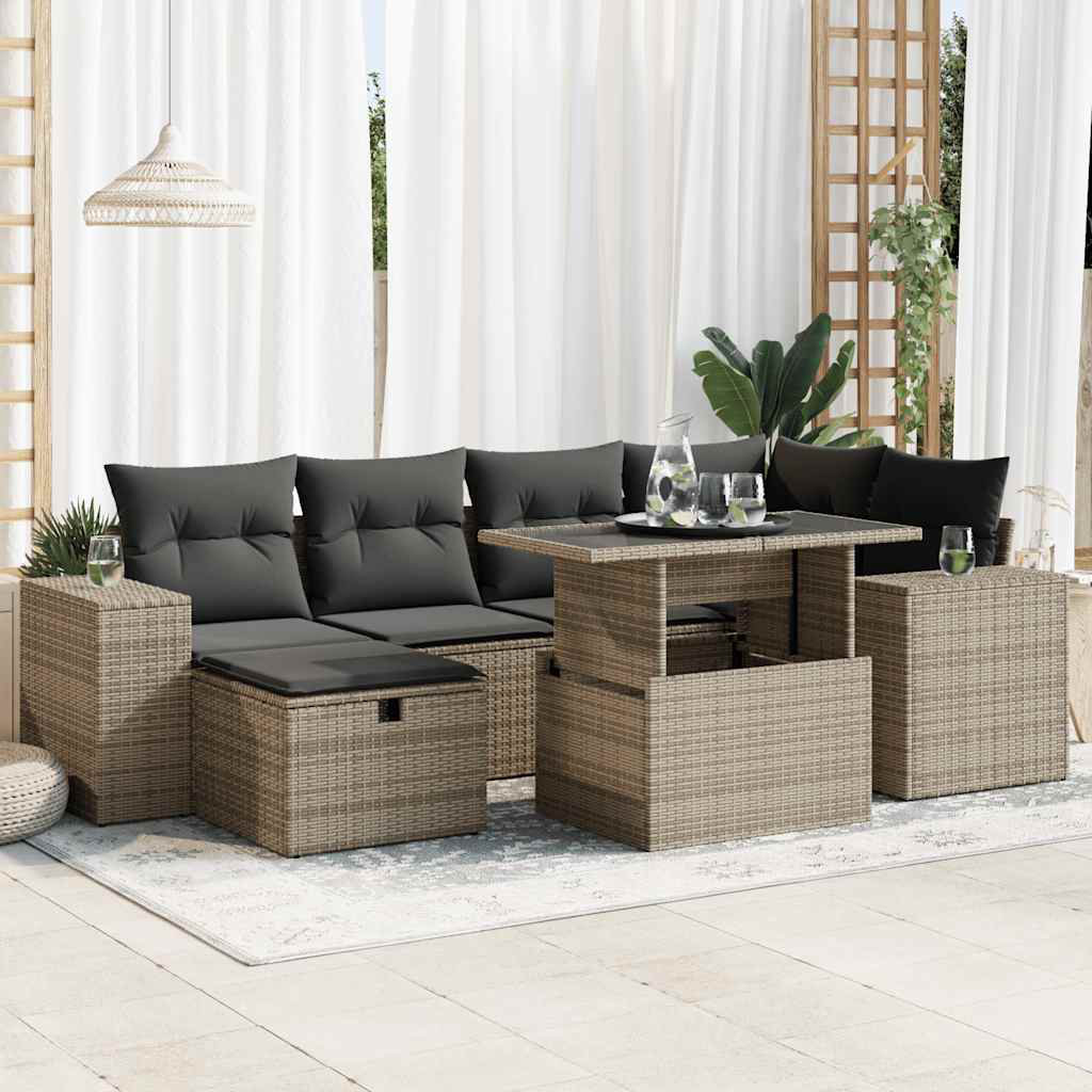 Vidaxl 8-Tlg. Garten-Sofagarnitur Mit Kissen Beige Poly Rattan