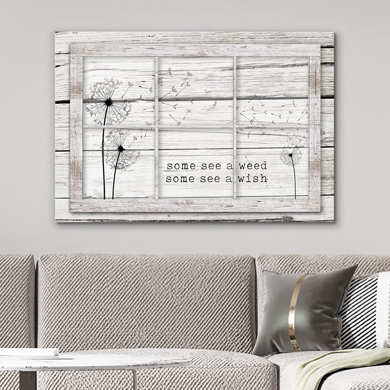 Dandelion " Window View Dandelion Flower Inspirational ", 24" H x 36" W x 1.5" D