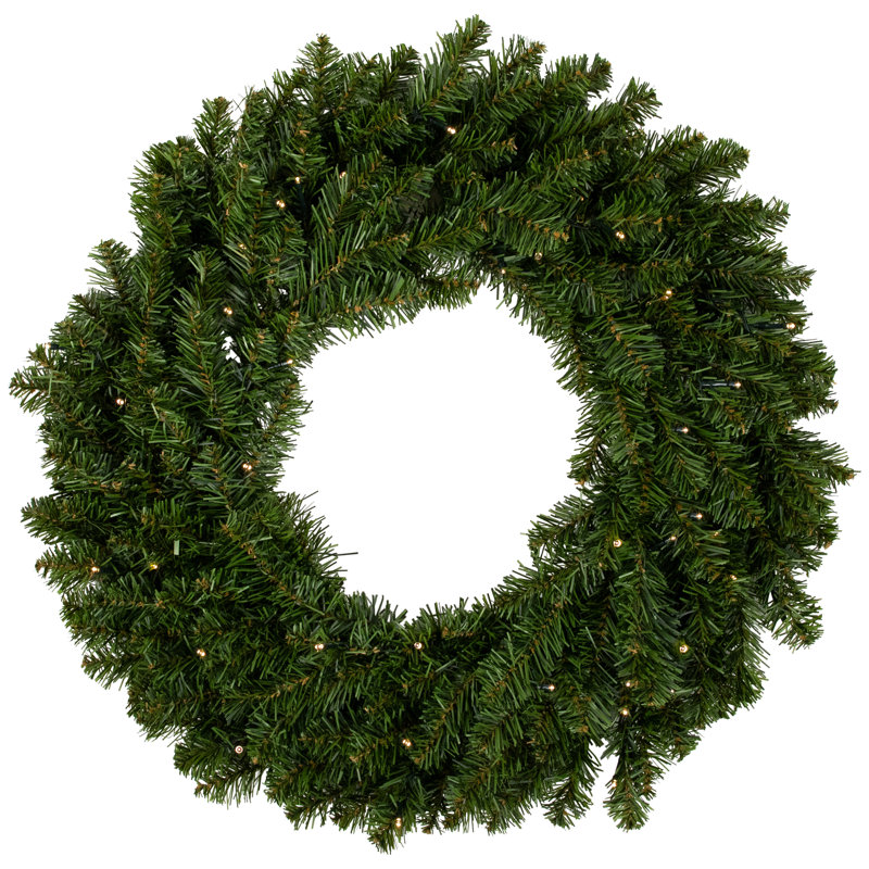 Faux Lighted Wreath, 6" H x 24" W x 24" D