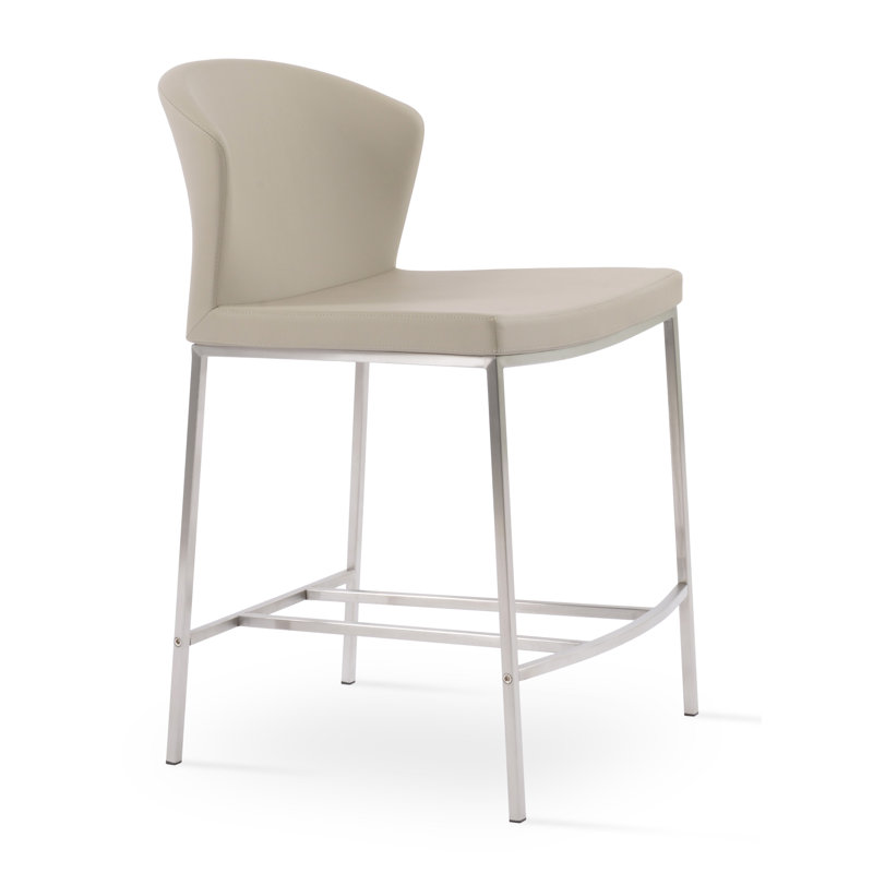 Capri Metal Counter  Stool, Bone Faux Leather