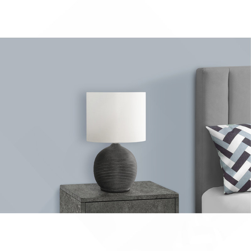 Lighting, 16"H, Black Resin, Ivory / Cream Shade, Contemporary