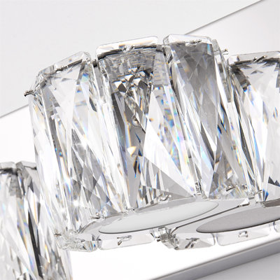 Applique murale 41 po à 6 lumières DEL en cristal 41 po - Élégant luminaire de salle de bain chromé avec abat-jour en cristal transparent pour salle de bain, chambre à coucher ou couloir