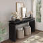 Console de style campagne noire 60 po - Table d'entrée en bois rétro avec suspension à double planche
