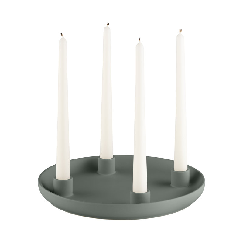 VELA 1.38" Stoneware Tabletop Candelabra, Duck Green