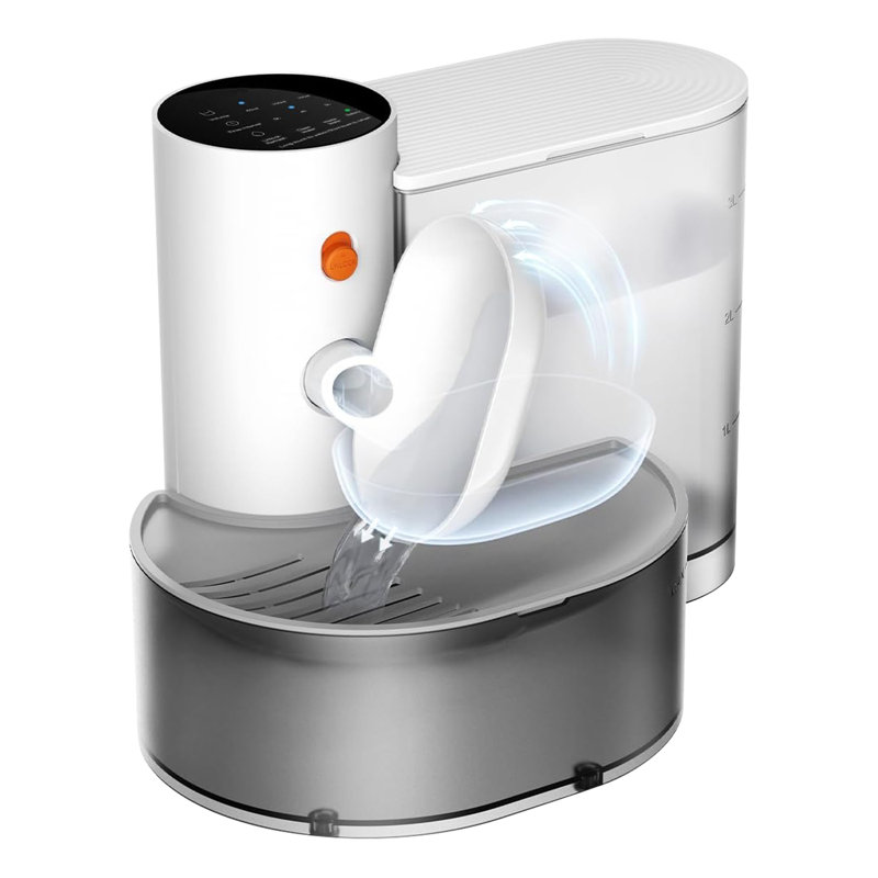 Fontaine à eau intelligente pour animaux 3L / 101OZ, distributeur automatique sans fil pour chat avec 3 réglages de volume et 3 intervalles de temps