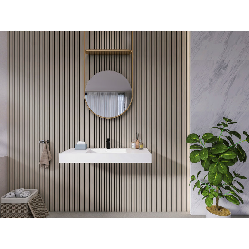 Lavabo de salle de bain rectangulaire en pierre 47,2 po