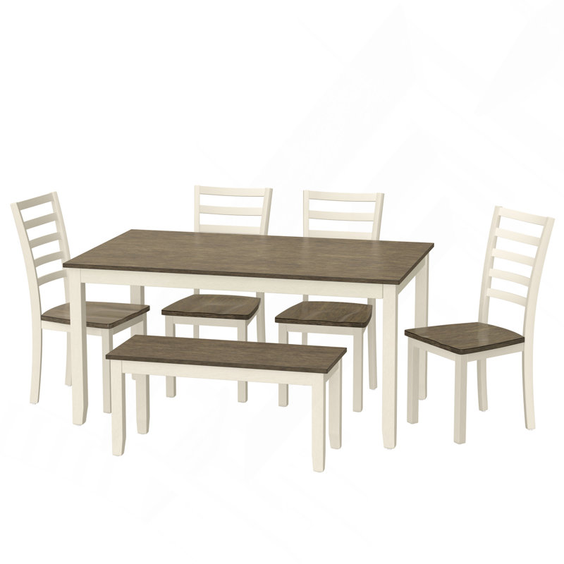 Ensemble de salle à manger 6 pièces, bois brun, meubles de salle à manger