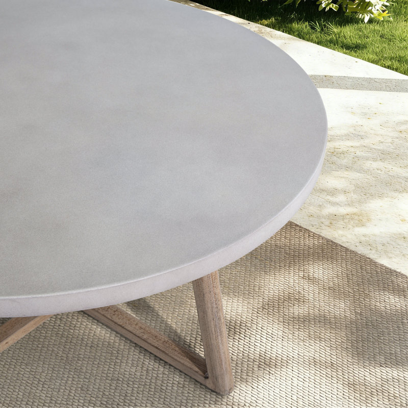 2 Piece Patio Nesting Coffee Tables With Aluminum-honeycomb Composite Concrete Tabletop