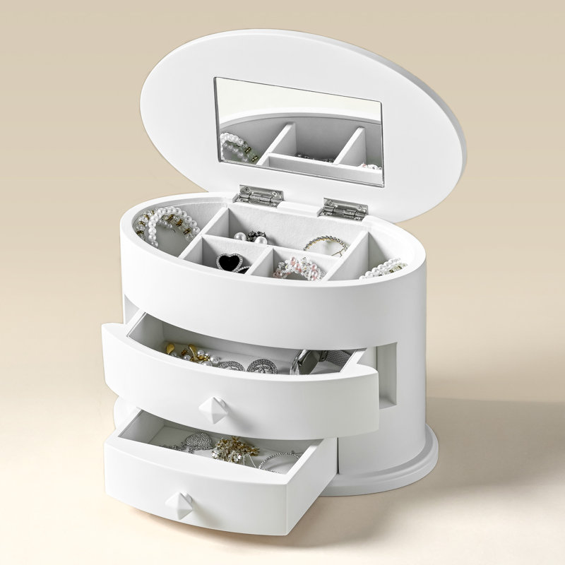 Boîte à bijoux de forme ovale, Blanc