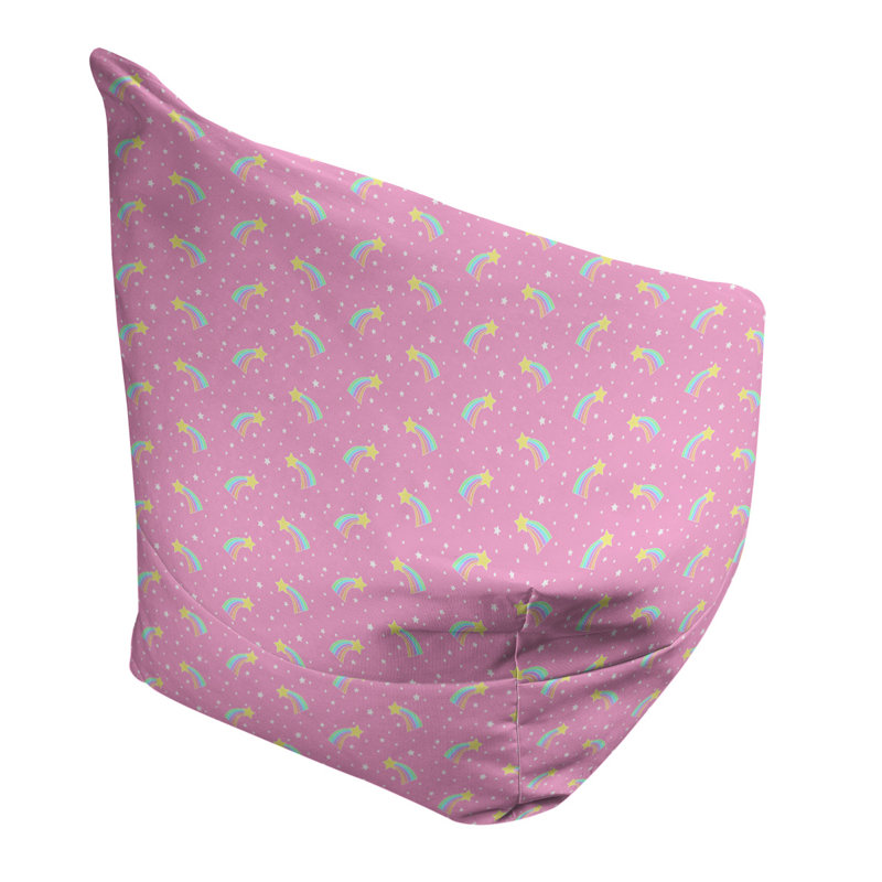 Leffel Bean Bag Cover, Aquamarine/Light Pink/Yellow, Bean Bag Chair, 38" H x 42" W x 29" D